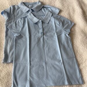 Two Light Blue Kids Polo Shirts